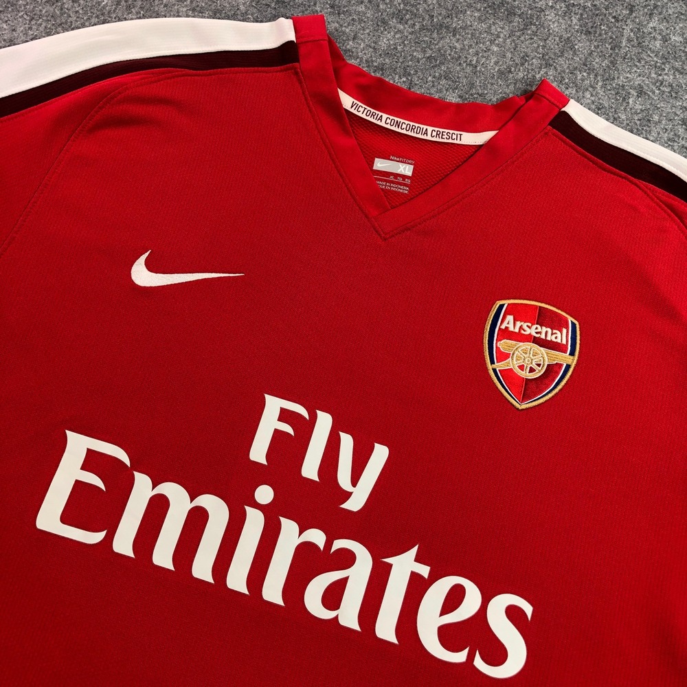 Nike Mens Arsenal FC Soccer Jersey XL Red Fly Emirates NikeFIT V-Neck